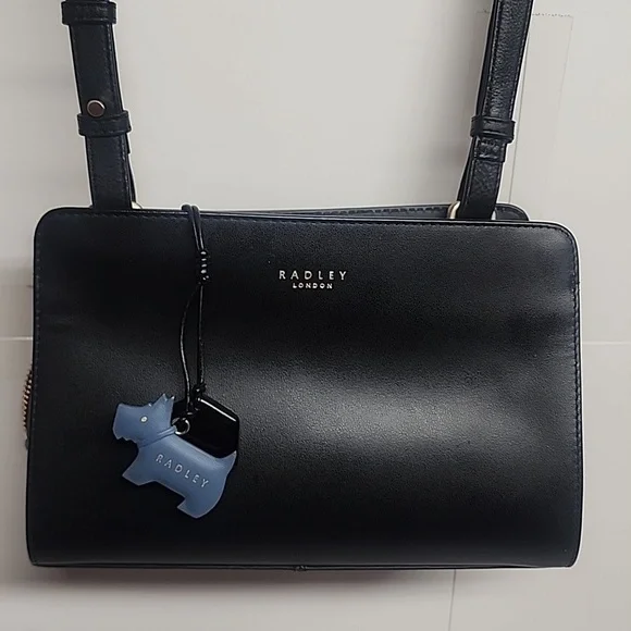 Radley London Liverpool Street Vintage Black Crossbody Bag Gold Accents & Charms - Picture 7 of 14